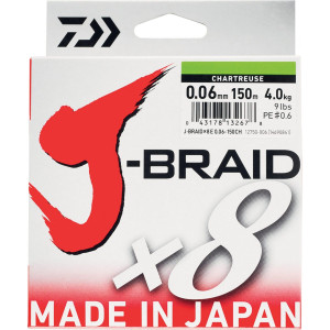 Tresse Daiwa J-Braid X 8 Vert 300m